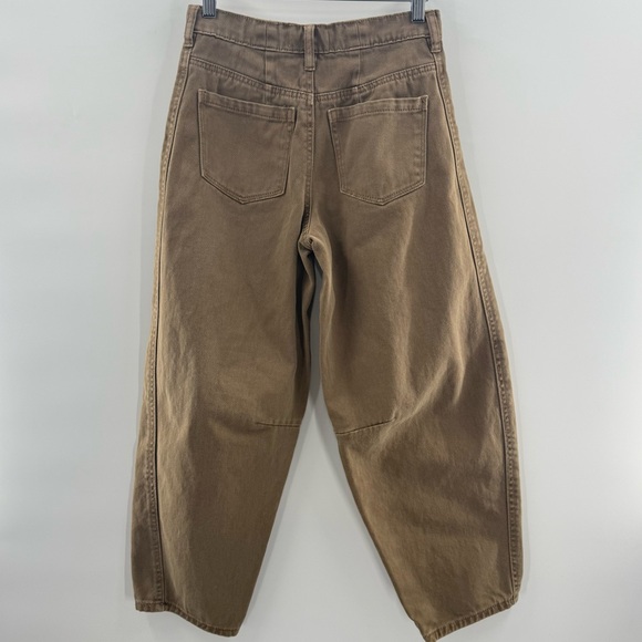OAT New York Brown Barrel Jeans High Rise Cropped Balloon Leg Size 0 / 25 - Picture 5 of 6